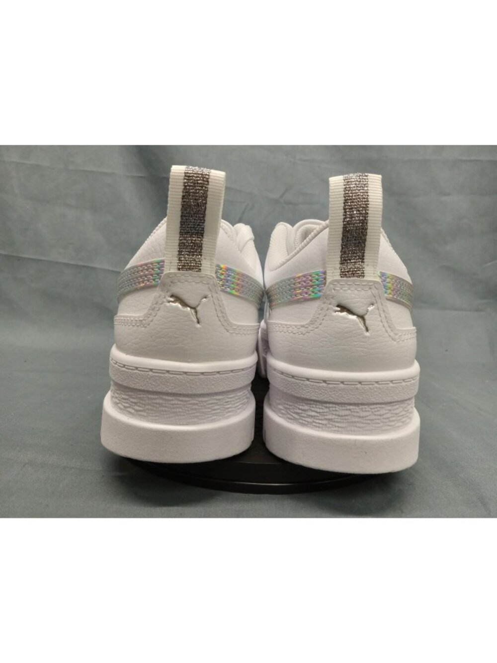 Puma Mayze Iridescent Jr. Platform Sneaker White Silver Girls Size 5 NEW IN BOX! - Picture 6 of 11